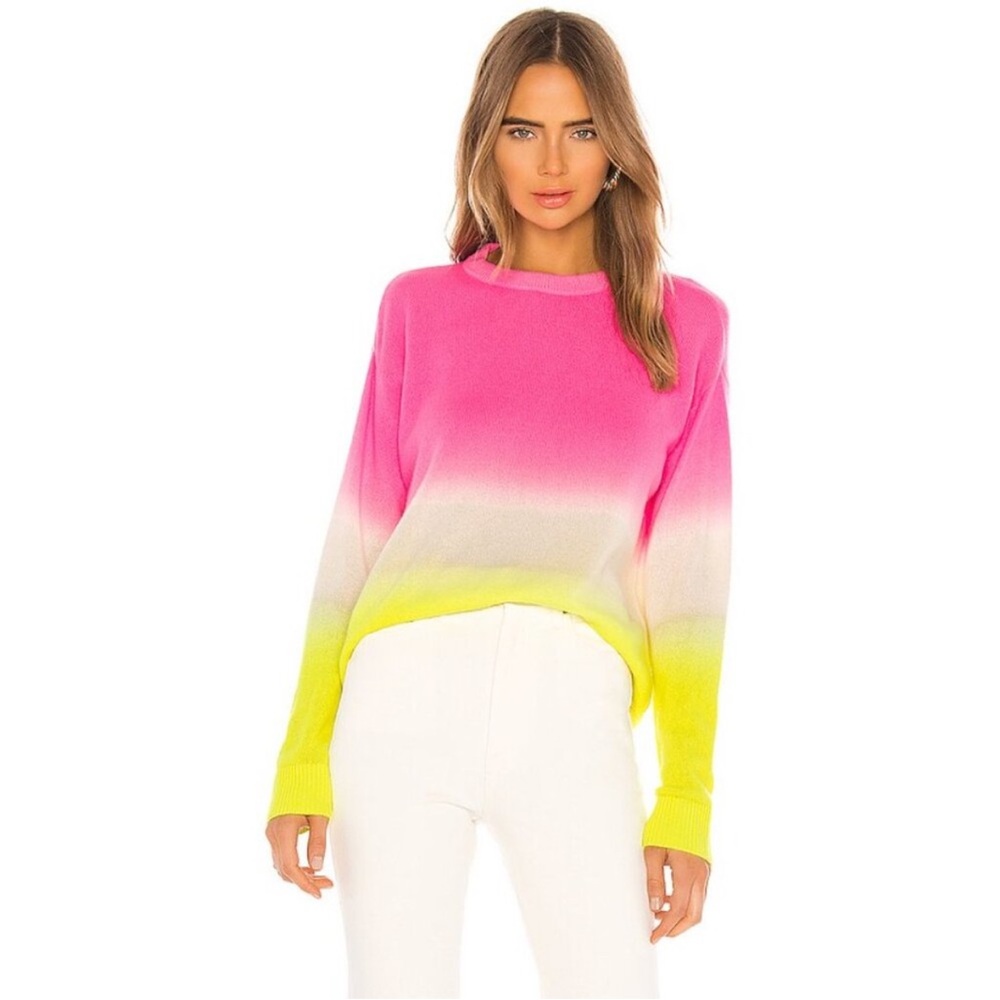 Alice + Olivia Neon Pink Gleeson Cashmere Ombré Crewneck Sweater - M